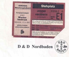 Ticket / Eintrittskarte   75/76    EC   Mönchengladbach - Wacker Innsbruck