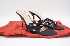 Escada Pumps Pantolette EU 38 blau gestreift Zierelement Stoff Stiletto