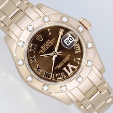 ROLEX LADY DATEJUST PEARLMASTER 29mm BOX PAPIERE UHR GOLD Ref. 80315 SERVICE