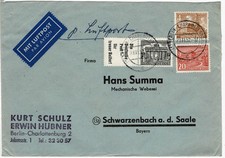 Brief Berlin Luftpost nach Schwarzenbach MiNr. W 39 + 43, 49