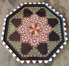 Handarbeit Vintage Tablett GRANADA - SPAIN Intasien Materialmix 8 Eckig Einziga.