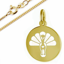 Anhänger Engel Pfau(Tausi Melek),Gold 585(14K) mit silber verg. Kette-Gravur