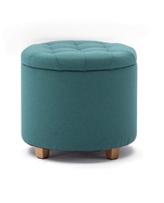 Sitzhocker mit Stauraum, Sitz rund mit Deckel, Sitztruhe Aufbewahrung 45cm Grün