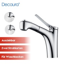 Decaura Wasserhahn Bad Waschtischarmatur Edelstahl Chrom/Schwarz/Gebürstet