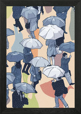 Menschen mit Regenschirmen