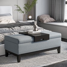 HOMCOM Sitzbank Sitzhocker belastbar bis 120 kg mit Tablett Dunkelgrau+Schwarz