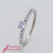 Brillant-Solitär-Ring mit Akzent - 17 Brillanten ges. 0,43ct-18K/750 Weißgold