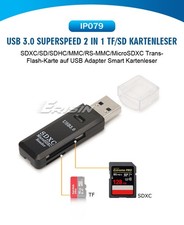 Erisin 2-in-1 USB 3.0 Kartenlesegerät Card Reader Adapter SDXC TF SDHC Micro SD