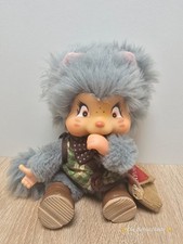 Nyamy Monchhichi Kätzchen grau 18cm Vintage Katze Plüsch Puppe Washino *RAR*
