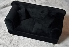 Schmuck Schatulle Sofa Samt Puppen Couch mit Kissen Mini Möbel schwarz