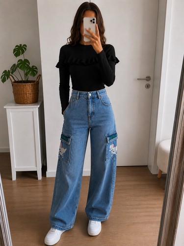 Weite jeans blau gerade - weite, xs