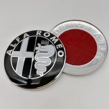 2x ALFA ROMEO Emblem 74MM Front Heck Scudetto 147 156 159 166 Schwarz Chrom