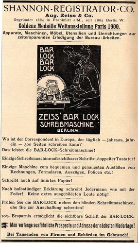 Zeiss bar lock schreibmaschine - zeiss,