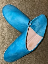 Orientalische marokkanische Babouche / Pantoffel Türkis  Größe 39  Leder