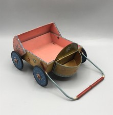 Kleiner Holz Zwilling Puppenwagen Puppenstube Zubehör Antik Alt Kinderwagen Rar