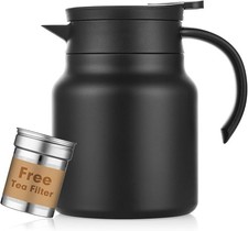 1L Thermoskanne Kaffeekanne Edelstahl Isolierkanne Thermo Teekanne mit Teesieb