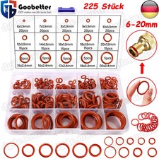 225tlg Silikon O-Ringe Sortiment 6-20mm Gummi O-Ringe Dichtringe Dichtungsringe