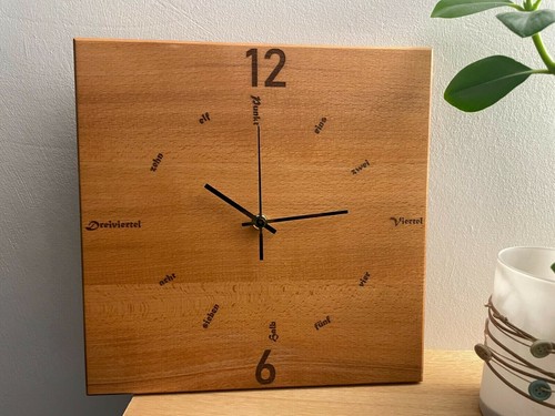 Wanduhr holz buche quadratisch - wanduhr,