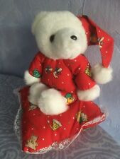 Weihnachtsmann Plüschteddy auf Kissen, Weihnachtsteddy, YVES ROCHER - Vintage