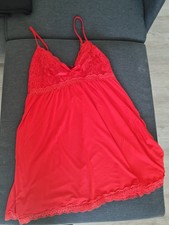 rotes Nachtkleid mit Spitze Gr S