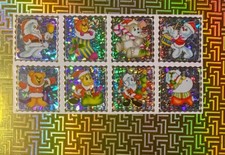 SELTENER Original Bogen GLITZER BRIEFMARKEN Sticker 90er Aufkleber Weihnachten