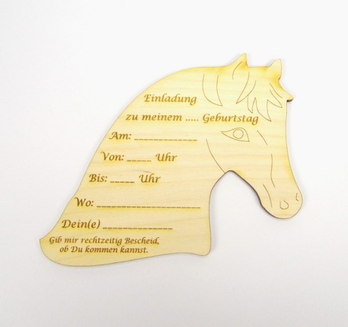 Einladungskarte holz pferd - holz,