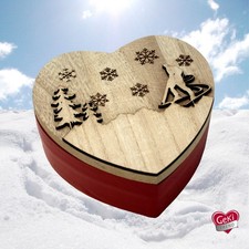 GeKi Trend Holzdose Herz mit Deckel Holzbox Winterdeko Hüttenzauber Alpendeko