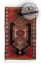 HADYS Teppich Perser Orient refurbished handgeknüpft Wolle blau 105x59