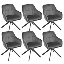 Goeurvant Esszimmerstühle 2/4/6er Set Küchenstühle Samt Drehstuhl Dunkelgrau