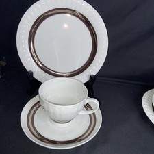 Thomas Porzellan Lanzette Platin Braunem Randdekor 4 Kaffeegedeck 