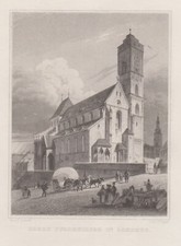Bamberg Obere Pfarrkirche Original Stahlstich Poppel 1846
