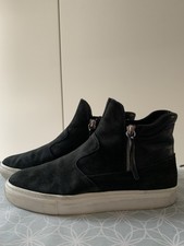 ZARA 39 Flat Ankle Boots Shoes Sneaker  Schwarz Black Rauhleder Stiefeletten TOP