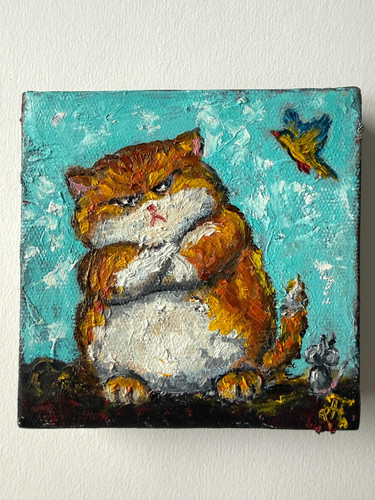 Ginger cat original art - original,
