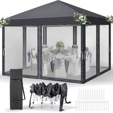 Pavillon Gartenzelt Pop-Up 3x3m Faltpavillon Gartenpavillon Partyzelt Dunkelgrau