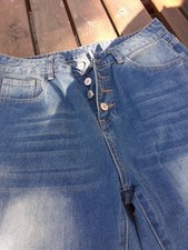 COZY Loose Fit Jeans Straight Leg   Größe  L High Waist Knöpfe 90er