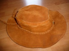 Mexiko Hecho en Mexico Vintage Cowboy Hut braun 100 % Wildleder Nieten Zopf