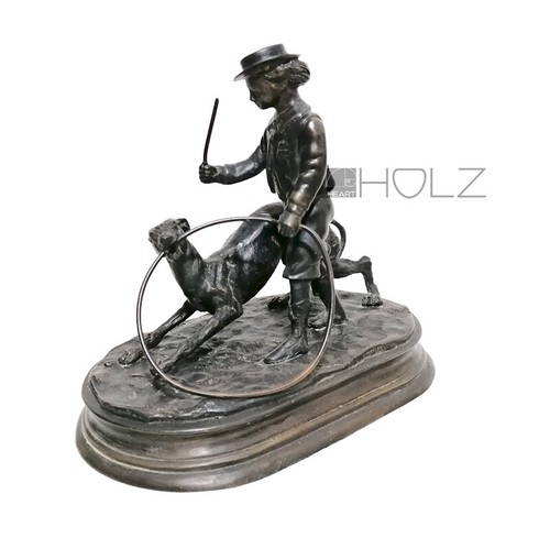 Bronzefigur junge spielt mit - bronzefigur,