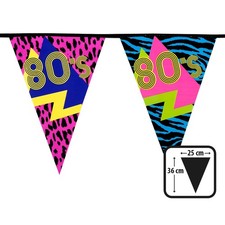 (0,82€/m) Wimpelkette 80er Jahre 6m Girlande 80s Partydeko Wimpelgirlande bunt