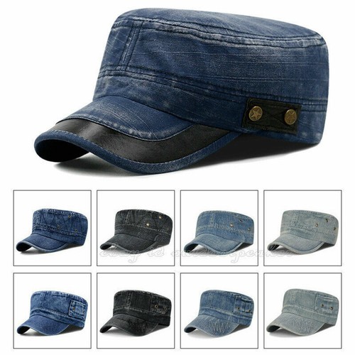 Men women denim flat - flat, cap
