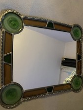 Spiegel, Retro? Handarbeit? Vintage? Mit Butzenscheiben 35x40 , Eingebeult Li.