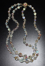 Schmuck - Halskette doppelt mit Edelsteinen - 60er Jahre - 70,6g (#2674)