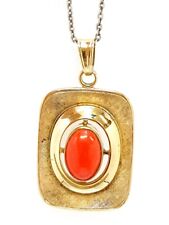 Andreas Daub Art deco Anhänger mit Koralle Amerikaner Gold-Double um 1930