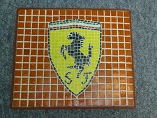 Ferrari Logo Emblem Fliesen Mosaik Eigenbau Handarbeit 38x32cm