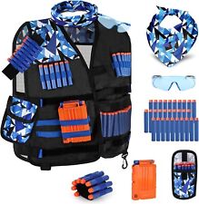 Taktische Weste Jacke Set Kinder Für Nerf Guns N-Strike Elite Serie (Blau)
