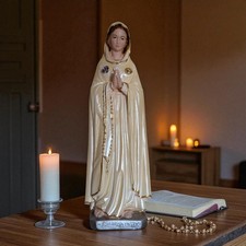 Statue Maria Rosa Mystica 30 Cm Aus Gips. 11.81'' Rosa Mystica Statue