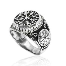 Vegvisir silver ring runes - silver,