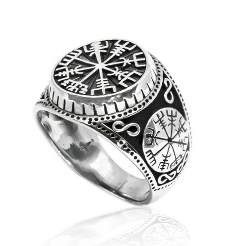 Vegvisir silver ring runes - vegvisir,