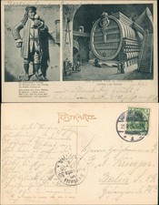 Heidelberg Das große Heidelberger Fass, Skulptur mit Wein Kelch 1905