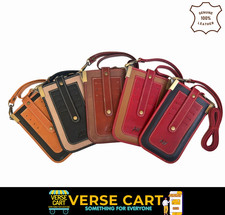 Premium Rindsleder Umhängetasche Seitentasche - Geldbörse mit Riemen & Schlitzen