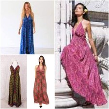 Damen Frauen Boho Blumen Maxi